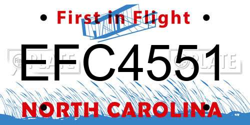 EFC4551 North Carolina License Plate