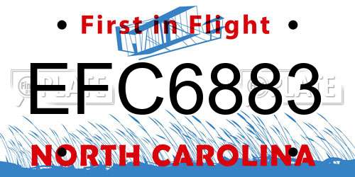 EFC6883 North Carolina License Plate