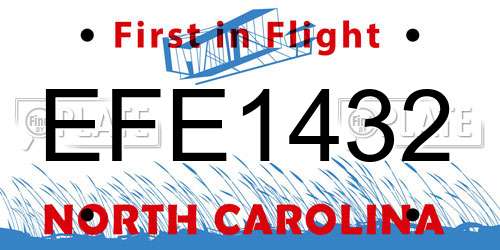 EFE1432 North Carolina License Plate