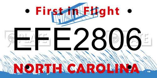 EFE2806 North Carolina License Plate