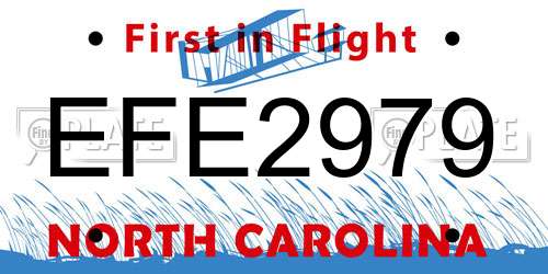 EFE2979 North Carolina License Plate