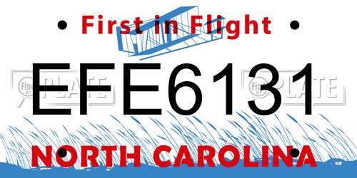 EFE6131 North Carolina License Plate