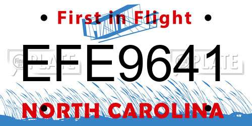 EFE9641 North Carolina License Plate