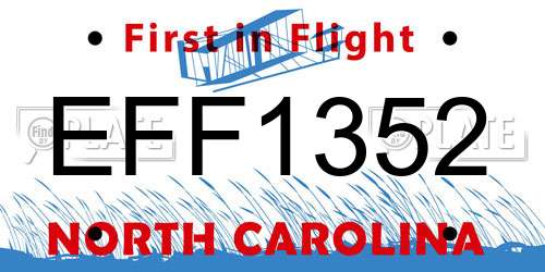 EFF1352 North Carolina License Plate