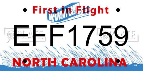 EFF1759 North Carolina License Plate
