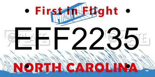 EFF2235 North Carolina License Plate
