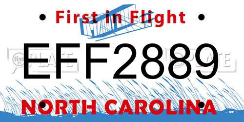 EFF2889 North Carolina License Plate
