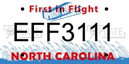 EFF3111 North Carolina License Plate