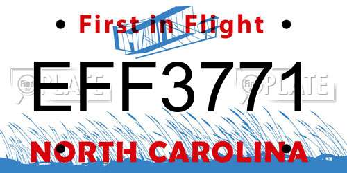 EFF3771 North Carolina License Plate