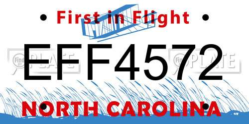 EFF4572 North Carolina License Plate