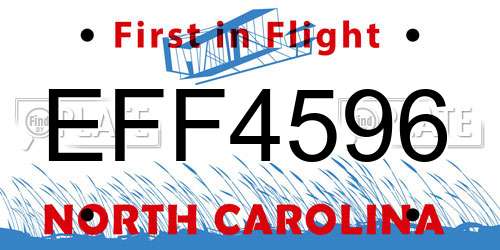 EFF4596 North Carolina License Plate