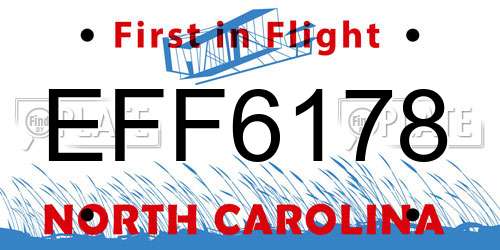 EFF6178 North Carolina License Plate