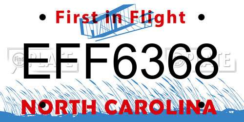 EFF6368 North Carolina License Plate