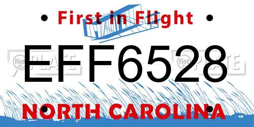 EFF6528 North Carolina License Plate