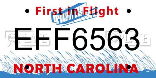 EFF6563 North Carolina License Plate