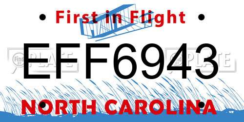 EFF6943 North Carolina License Plate