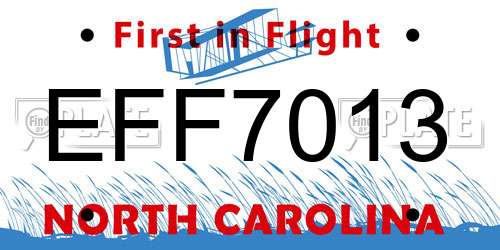 EFF7013 North Carolina License Plate