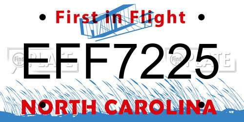 EFF7225 North Carolina License Plate