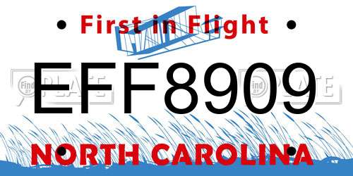 EFF8909 North Carolina License Plate