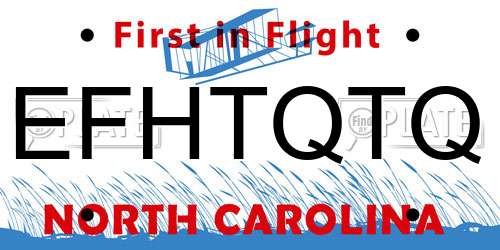 EFHTQTQ North Carolina License Plate