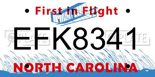EFK8341 North Carolina License Plate