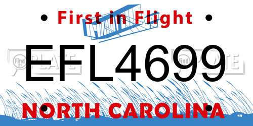 EFL4699 North Carolina License Plate