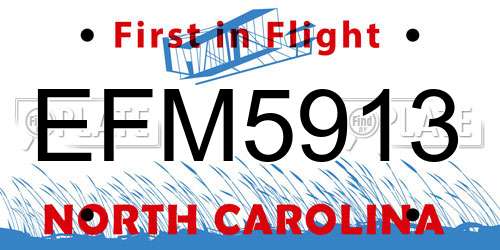 EFM5913 North Carolina License Plate