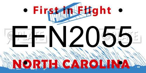 EFN2055 North Carolina License Plate