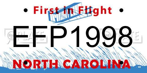 EFP1998 North Carolina License Plate