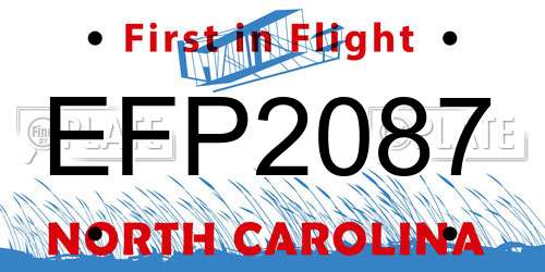 EFP2087 North Carolina License Plate