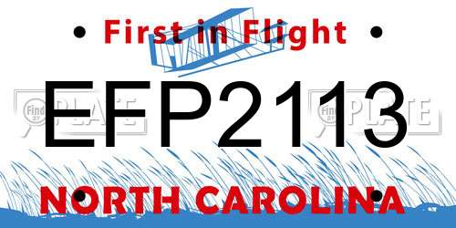 EFP2113 North Carolina License Plate