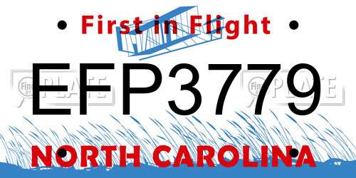 EFP3779 North Carolina License Plate