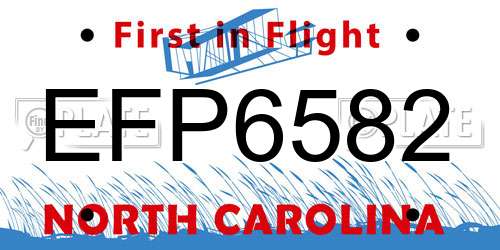 EFP6582 North Carolina License Plate