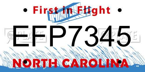 EFP7345 North Carolina License Plate