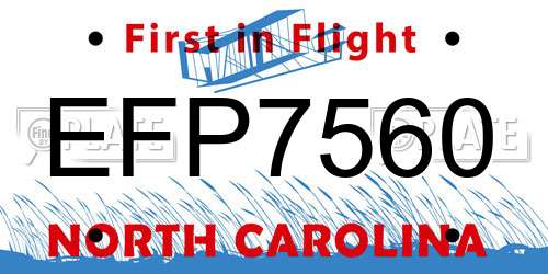 EFP7560 North Carolina License Plate