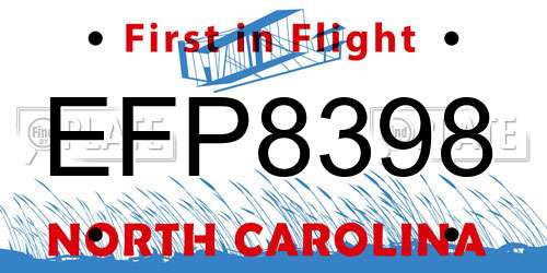 EFP8398 North Carolina License Plate