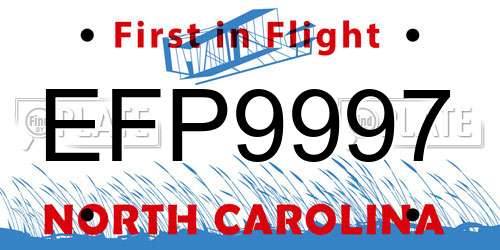 EFP9997 North Carolina License Plate