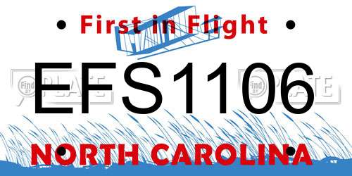 EFS1106 North Carolina License Plate