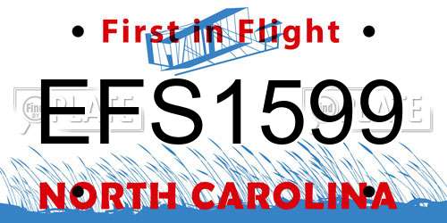 EFS1599 North Carolina License Plate