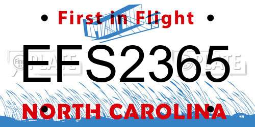 EFS2365 North Carolina License Plate