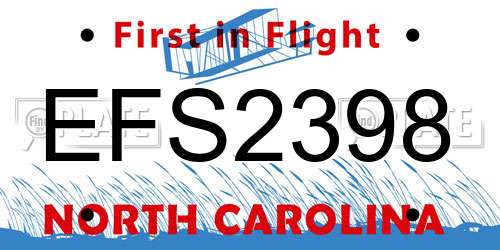 EFS2398 North Carolina License Plate