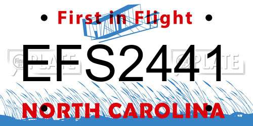 EFS2441 North Carolina License Plate