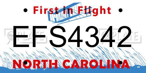 EFS4342 North Carolina License Plate