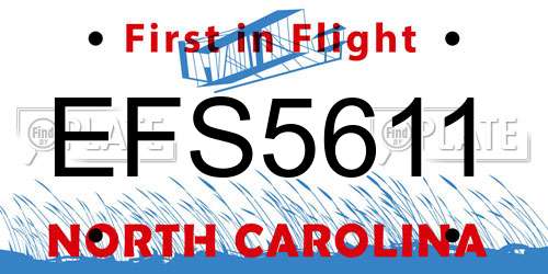 EFS5611 North Carolina License Plate