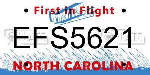 EFS5621 North Carolina License Plate