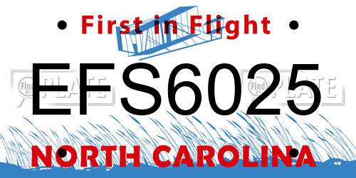 EFS6025 North Carolina License Plate