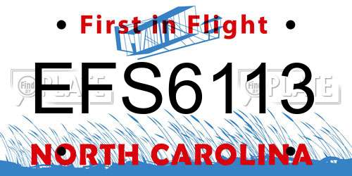 EFS6113 North Carolina License Plate