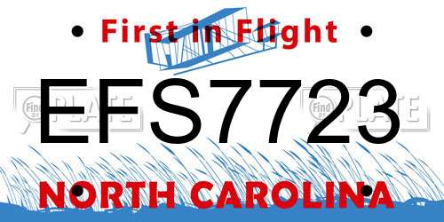 EFS7723 North Carolina License Plate