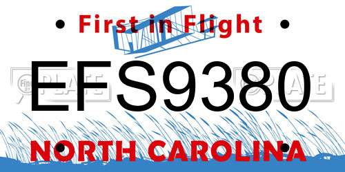 EFS9380 North Carolina License Plate