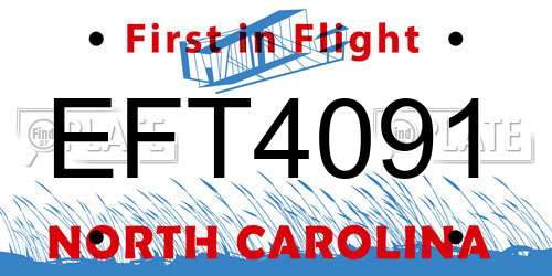EFT4091 North Carolina License Plate